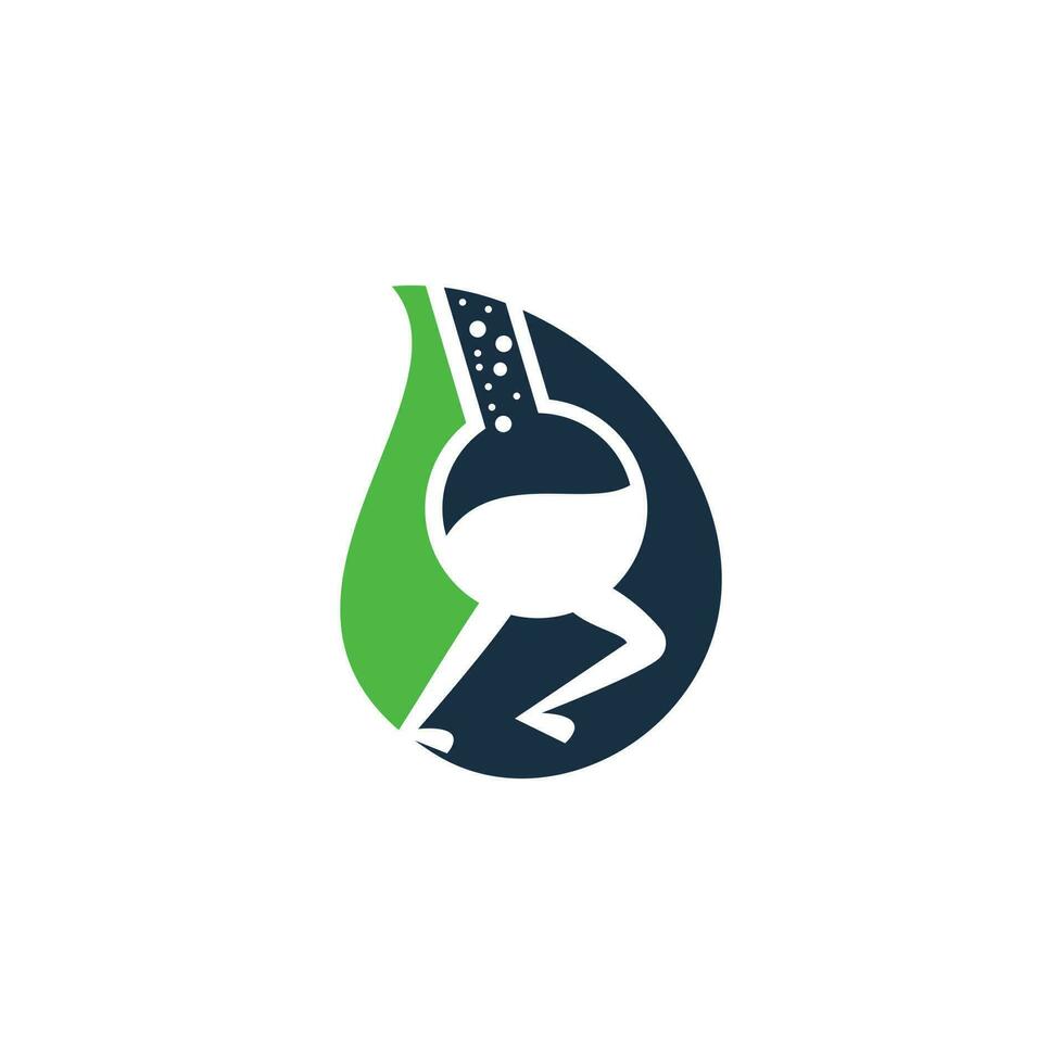 Fast Lab drop shape concept Logo Template Design . Quick lab logo template design with a running flask. vector