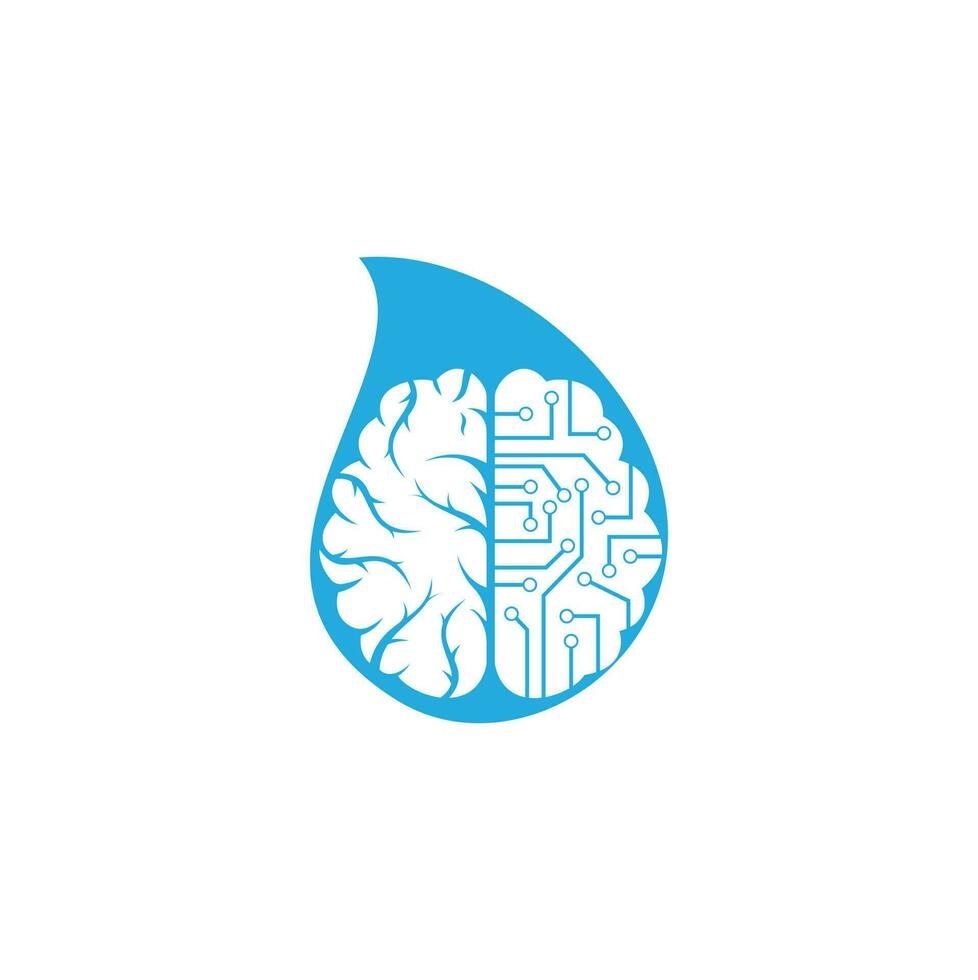 Brain connection drop shape concept shape concept logo design. digital brain logo template. vector