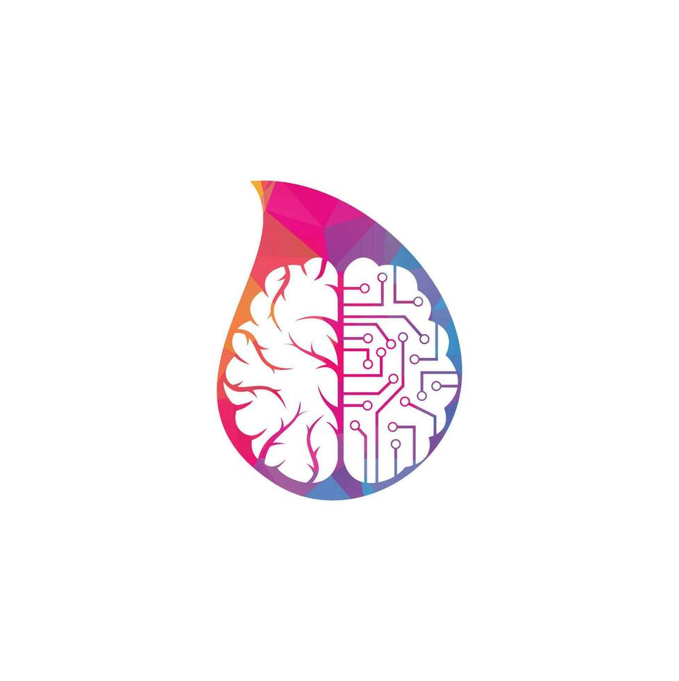 concepto de forma de gota de conexión cerebral diseño de logotipo de concepto de forma. plantilla de logotipo de cerebro digital. vector