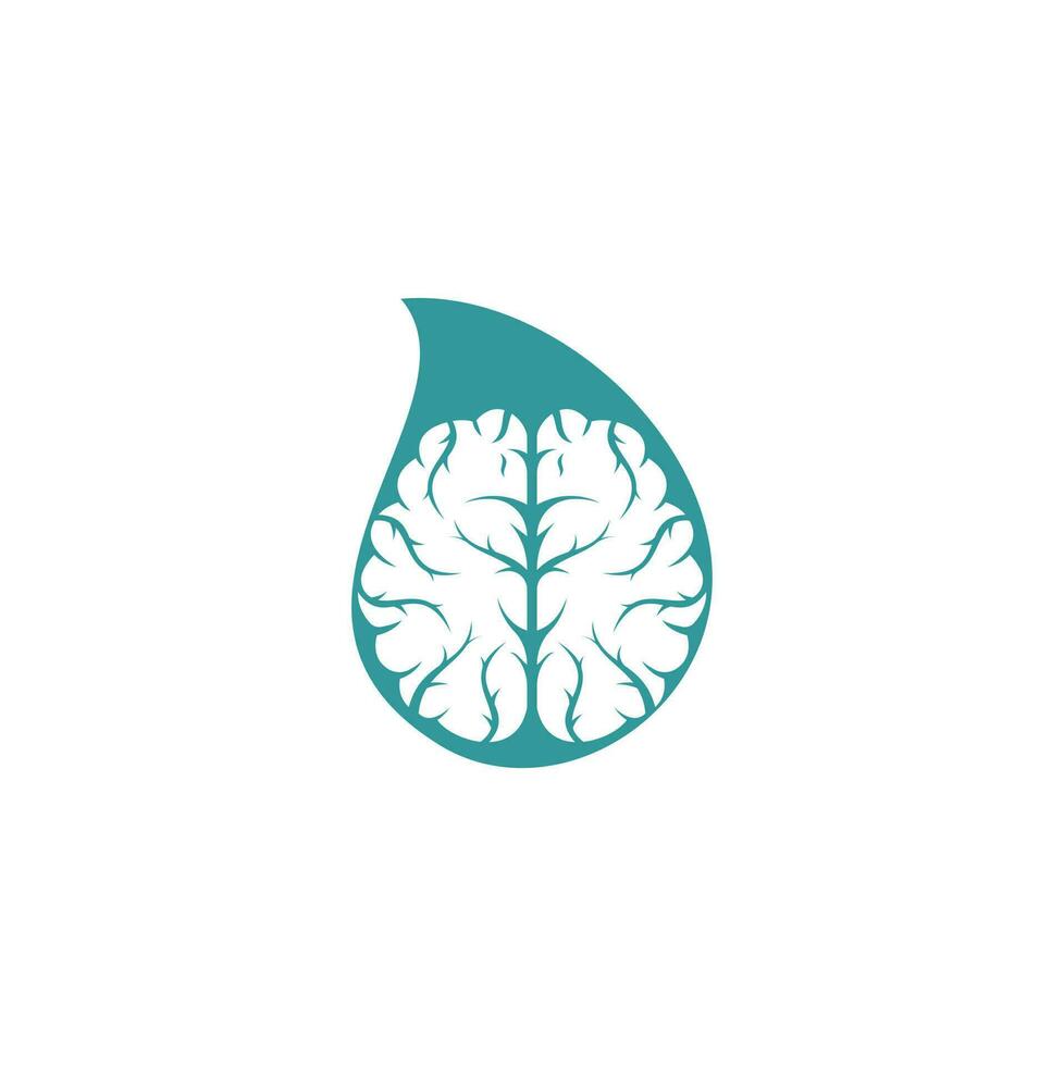 Brain drop shape concept logo design. Brainstorm power thinking brain Logotype icon vector