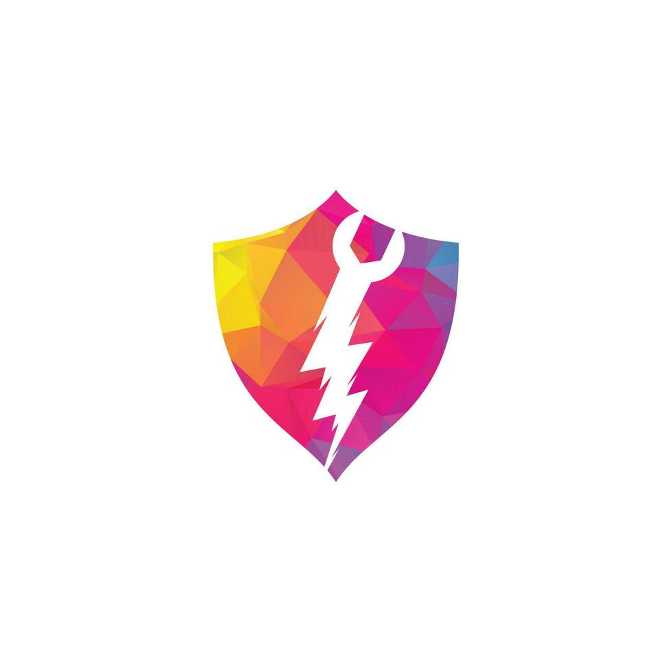 vector de diseño de plantilla de logotipo de reparación flash. logotipo de trueno de llave inglesa