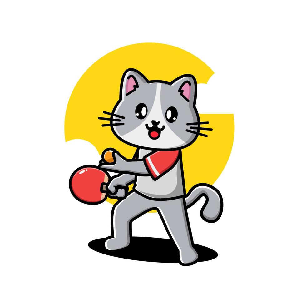 Cute cat playing table tennis vector