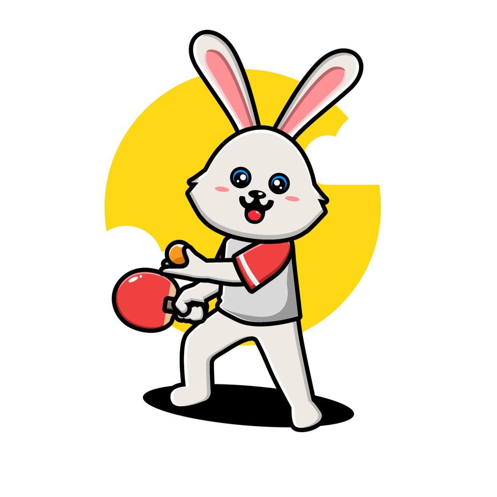 Cute rabbit playing table tennis vector