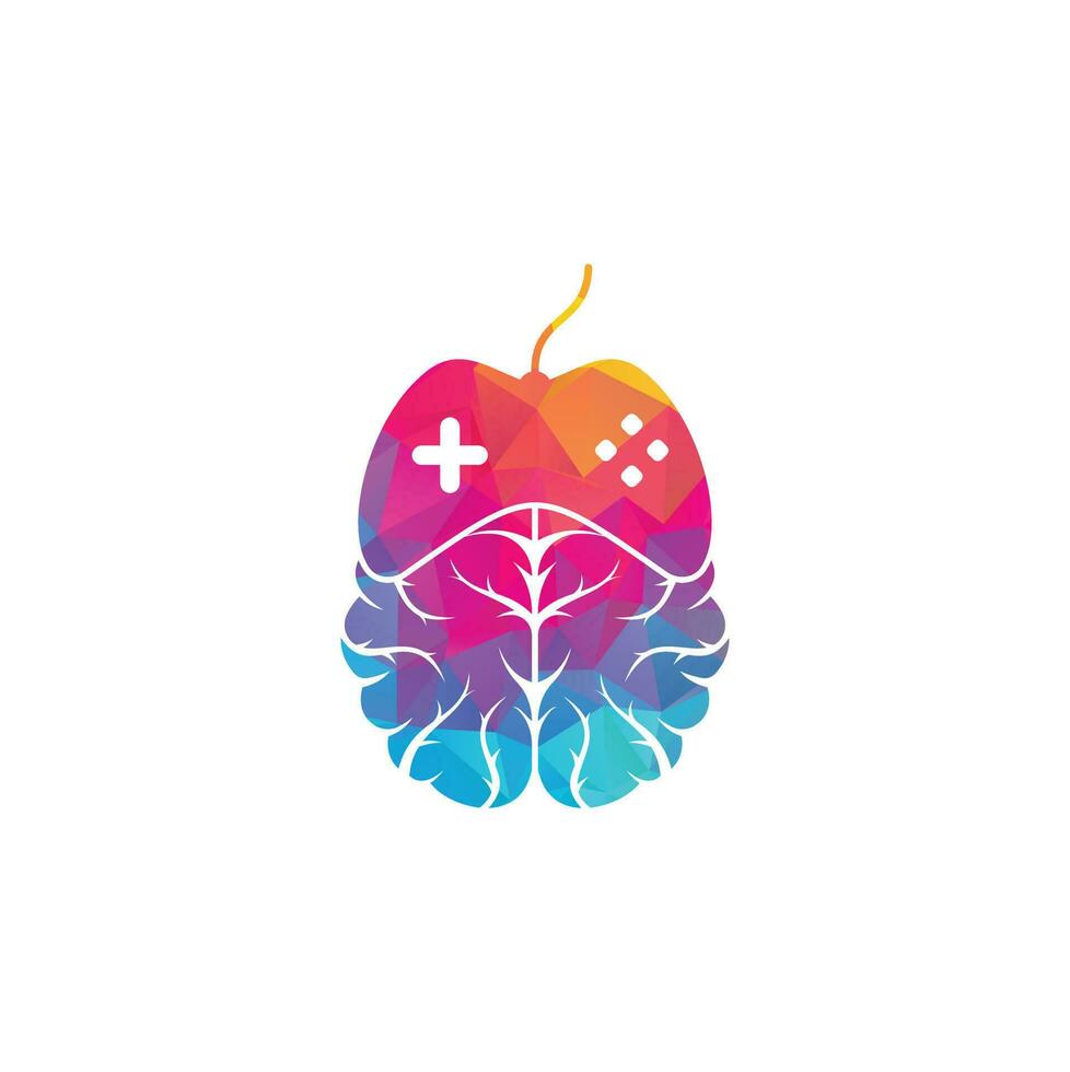 Brain game logo vector. Brain and game logo design vector