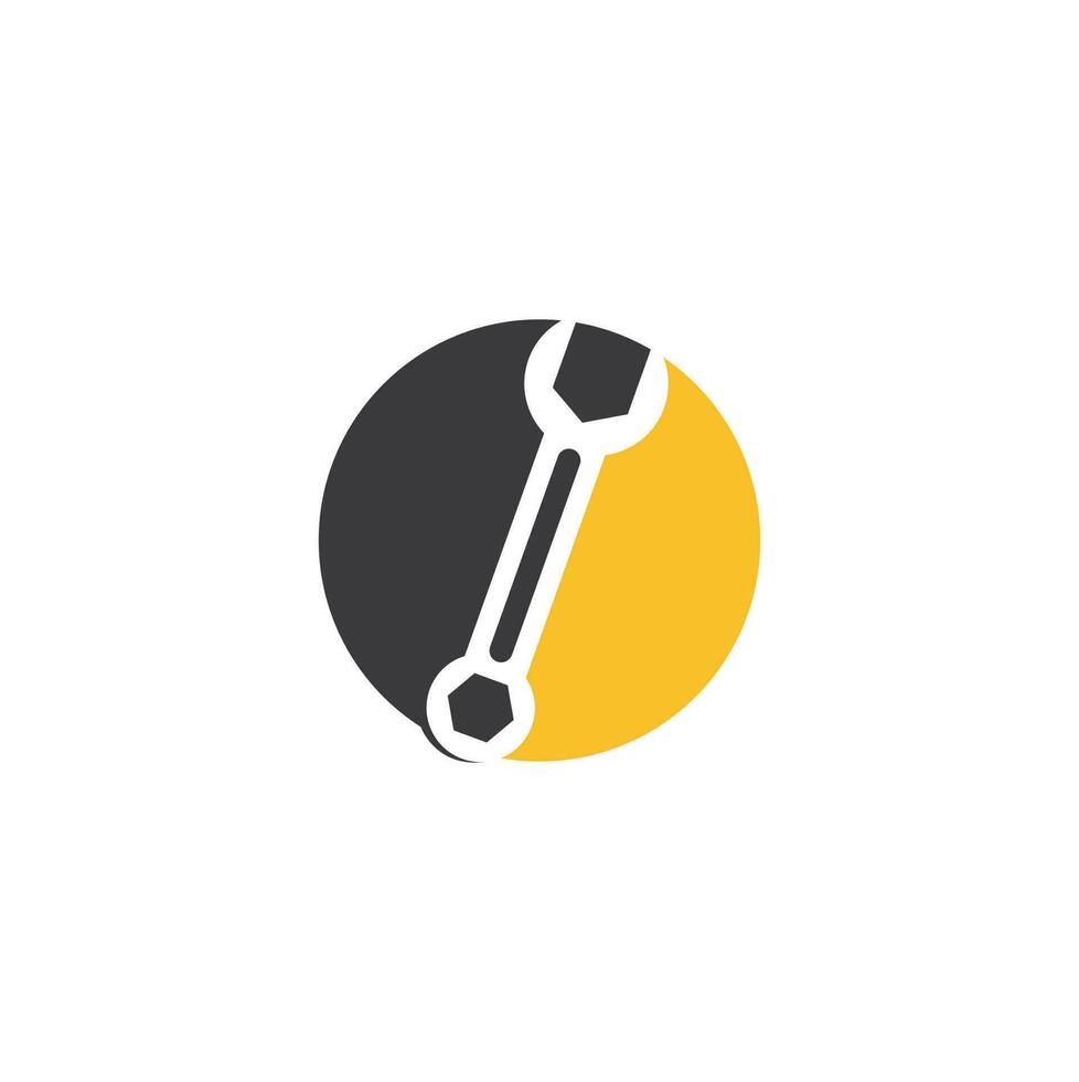 wrench logo design template vector. Wrench repair logo icon with swoosh graphic element vector