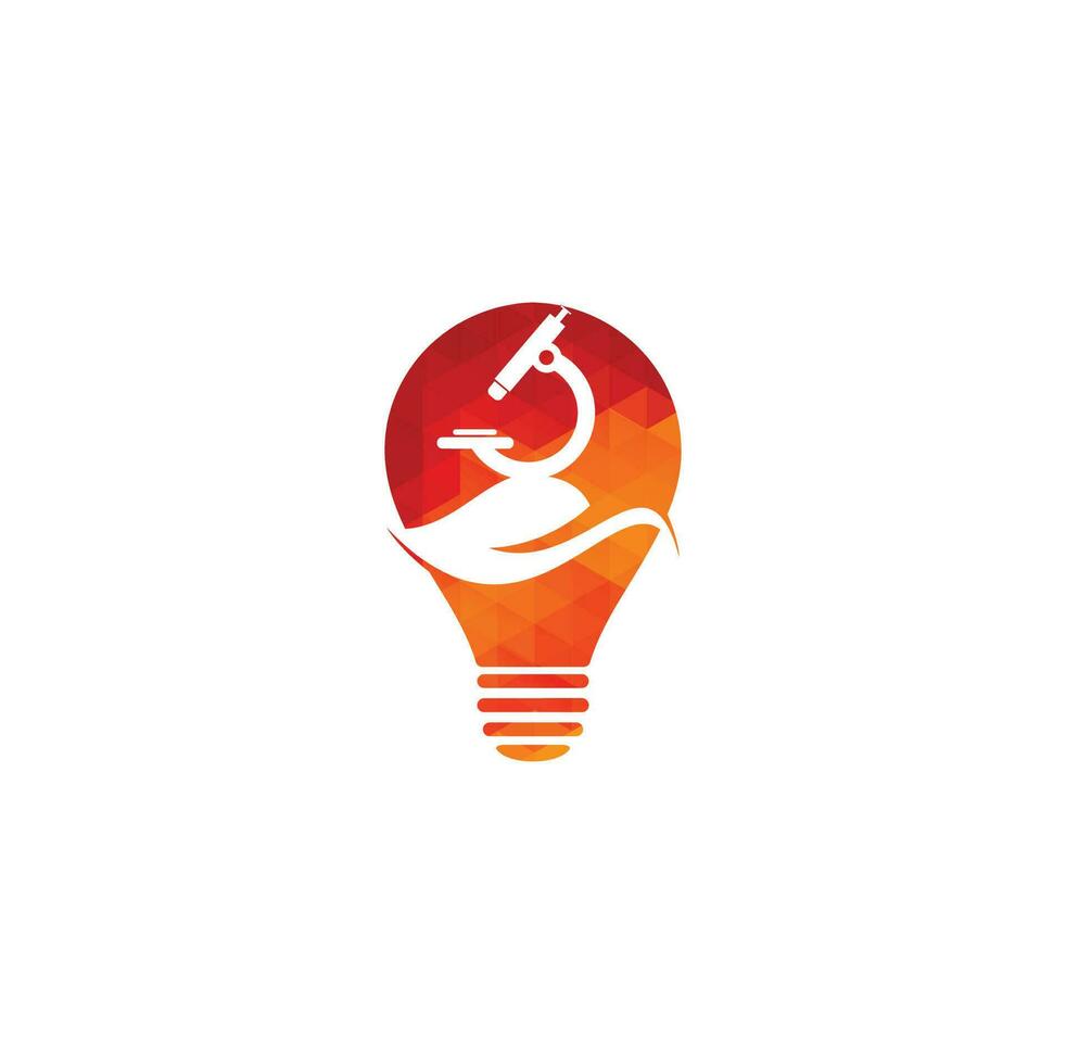 Microscope with Leaf bulb shape concept Logo Template. Nature Microscope Icon Logo Concept Vector