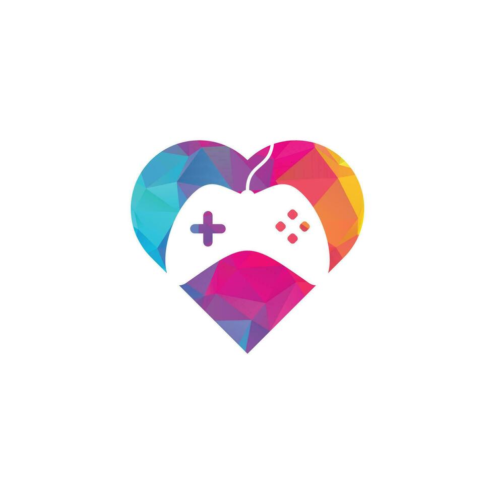 Game heart shape concept Logo Design Template. Stick Game Icon Logo. vector