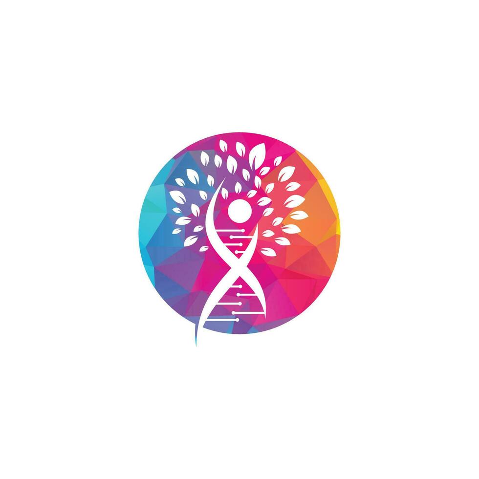 Dna tree vector logo design. DNA genetic icon. DNA with green leaves vector logo design.