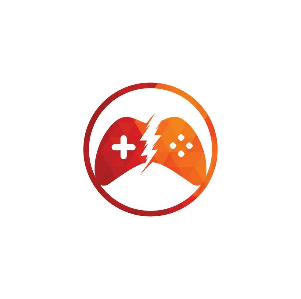 Thunder game logo, Game control with lightning icon logo vector