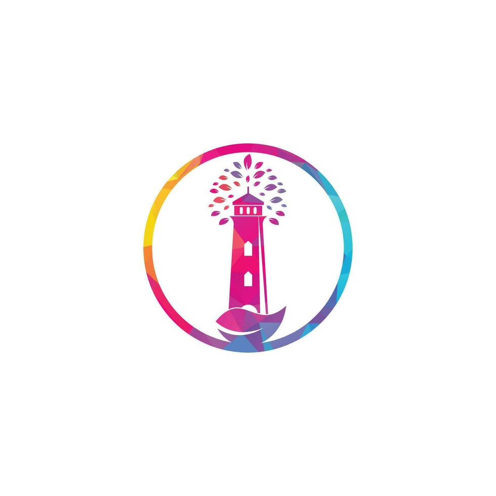 Green lighthouse logo template design. Leaf and Lighthouse Logo Template vector
