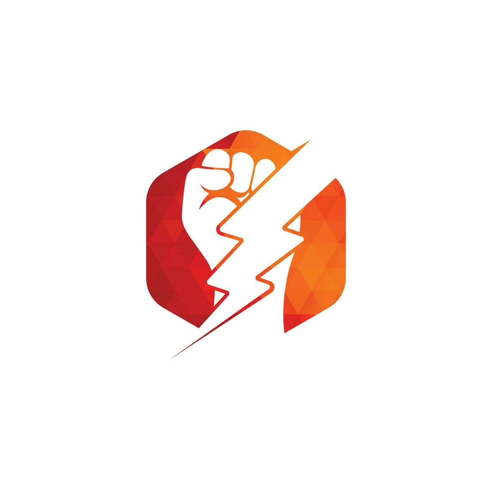 diseño del logotipo de poder de trueno de puño. diseño de logotipo de trueno de mano. vector