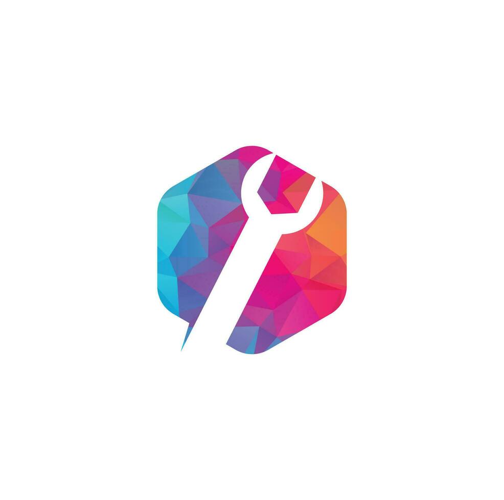 wrench logo design template vector. Wrench repair logo icon with swoosh graphic element vector