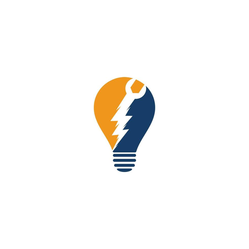 Wrench thunder bulb shape concept logo design. Flash Repair Logo Template Design Vector