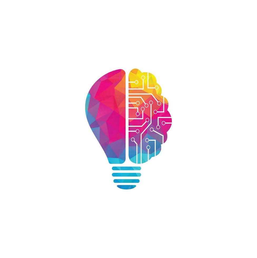 diseño de símbolo de icono de bulbo cerebral. plantilla de diseño de logotipo de idea creativa vector