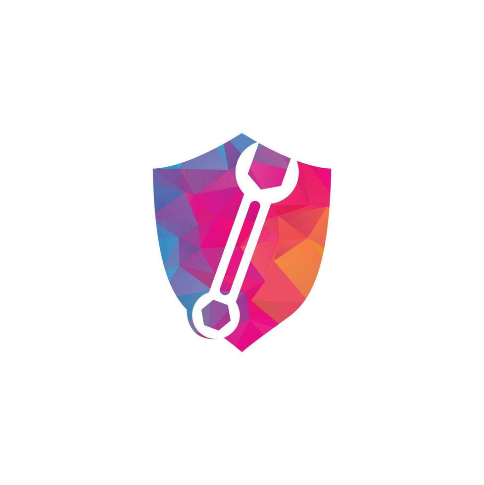 wrench logo design template vector. Wrench repair logo icon with swoosh graphic element vector