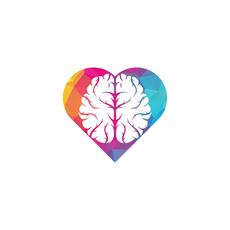 diseño del logotipo del concepto de forma de corazón cerebral. lluvia de ideas poder pensamiento cerebro logotipo icono vector