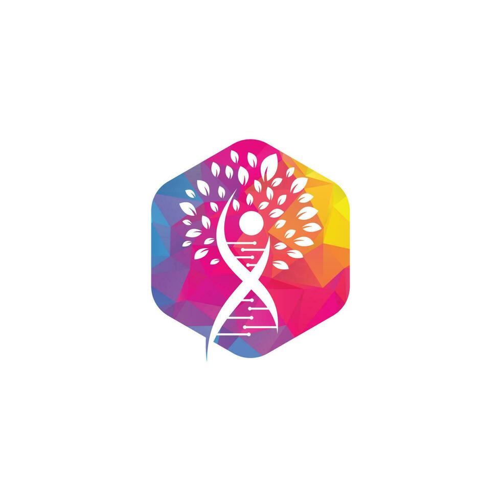 Dna tree vector logo design. DNA genetic icon. DNA with green leaves vector logo design.