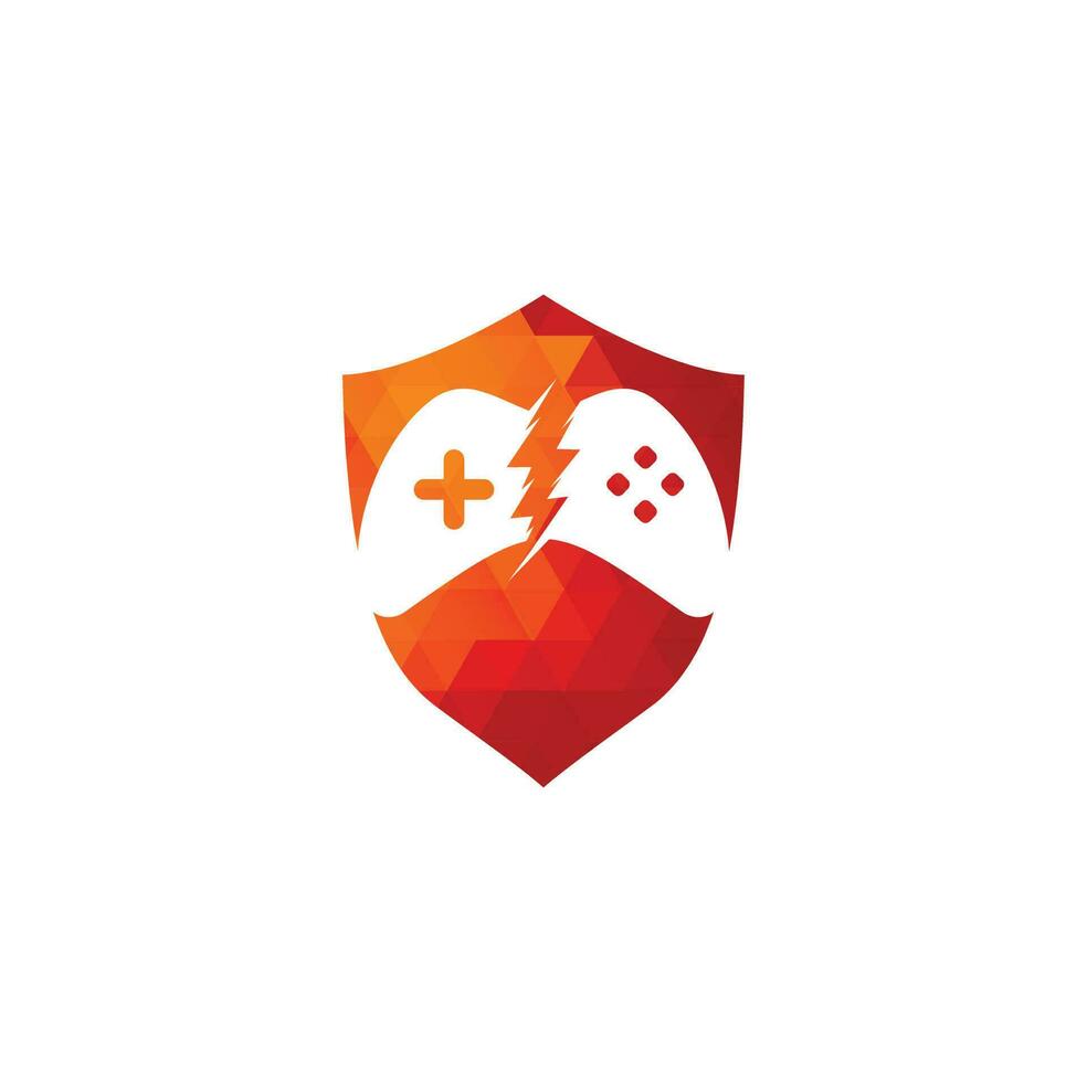 Thunder game logo, Game control with lightning icon logo vector