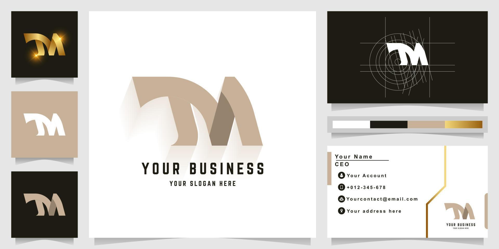 Letter M or TM monogram logo with business card design vector