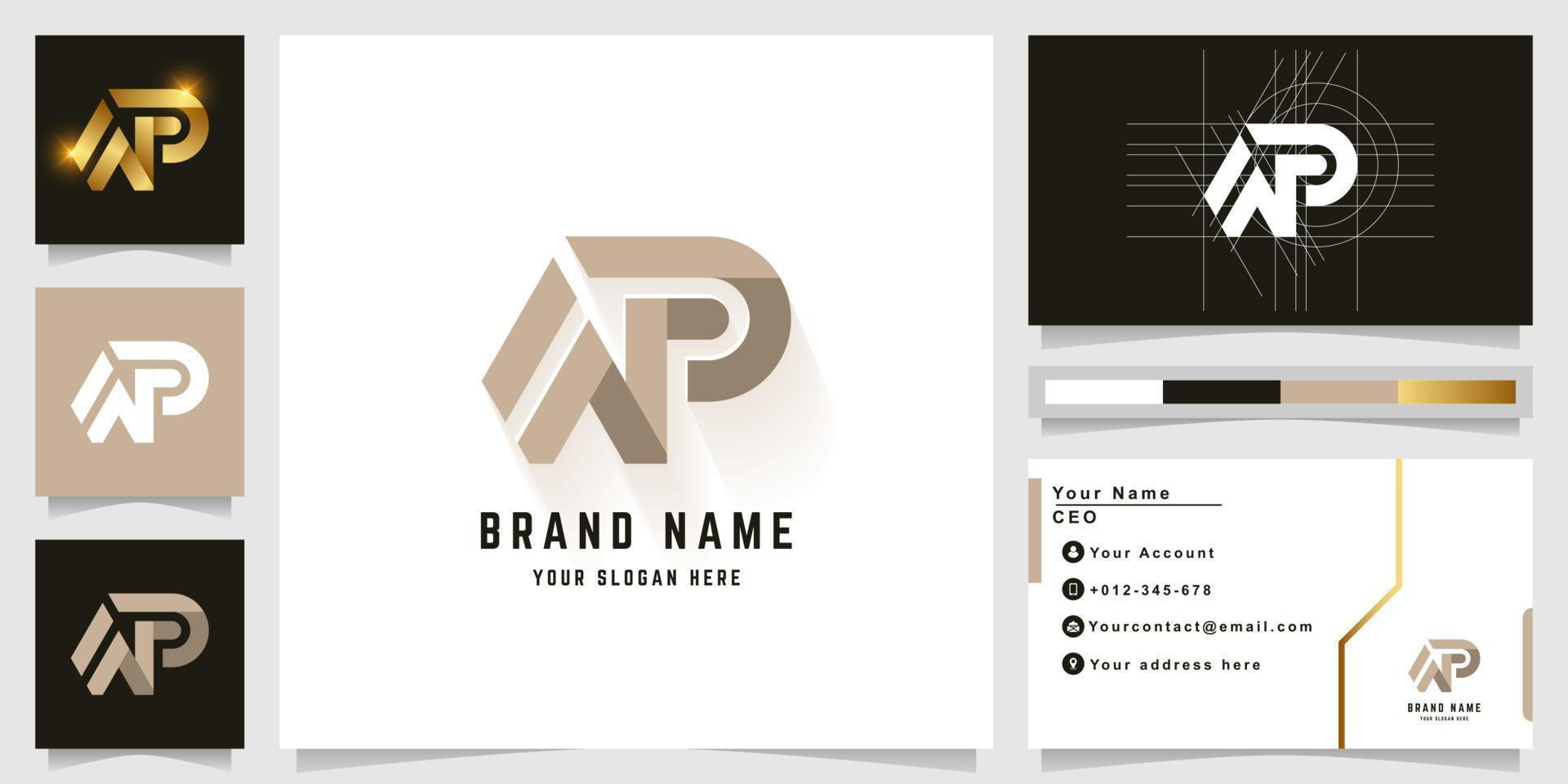Letter WP or NP monogram logo with business card design vector