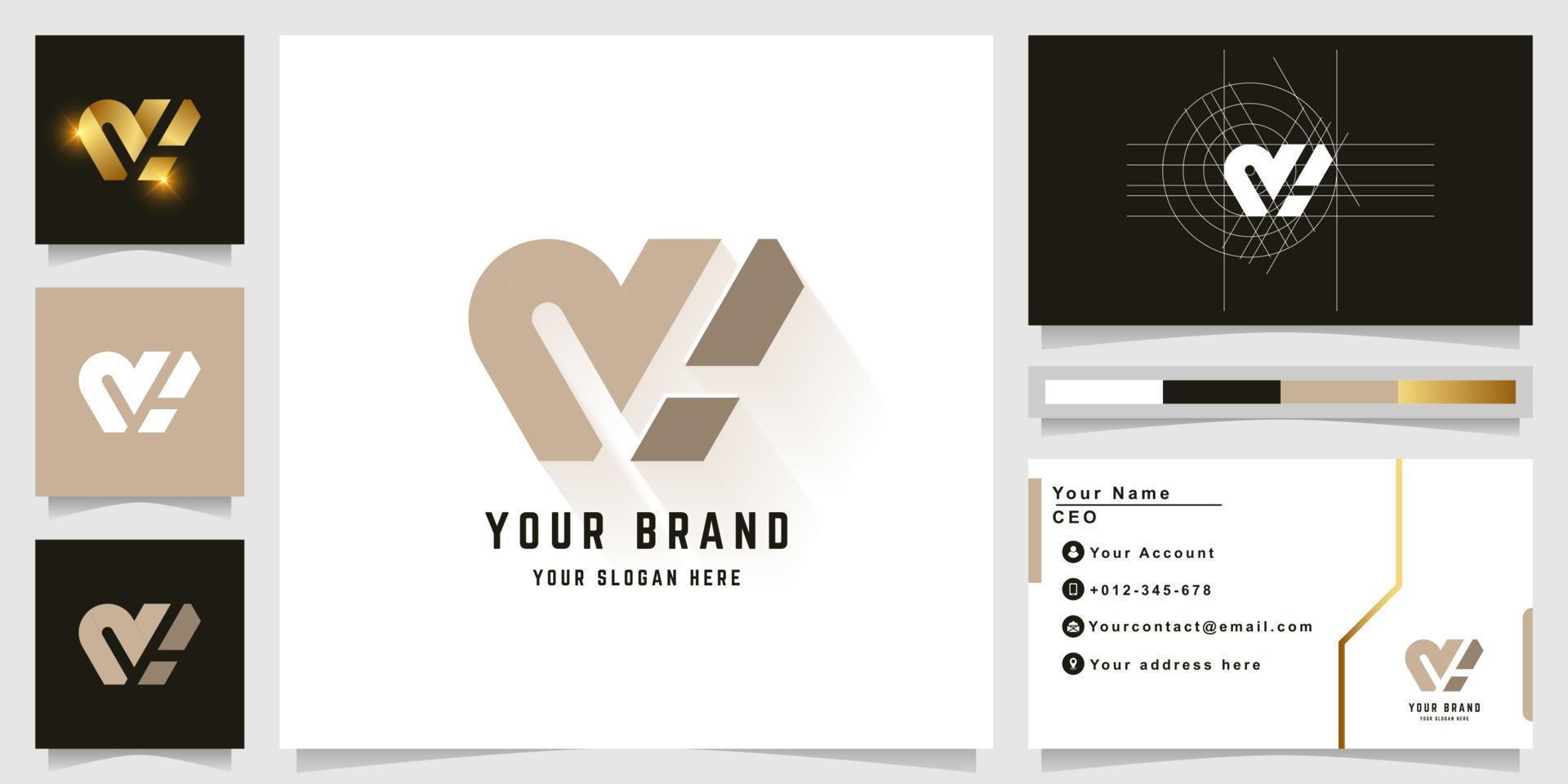 Letter M or Ni monogram logo with business card design vector