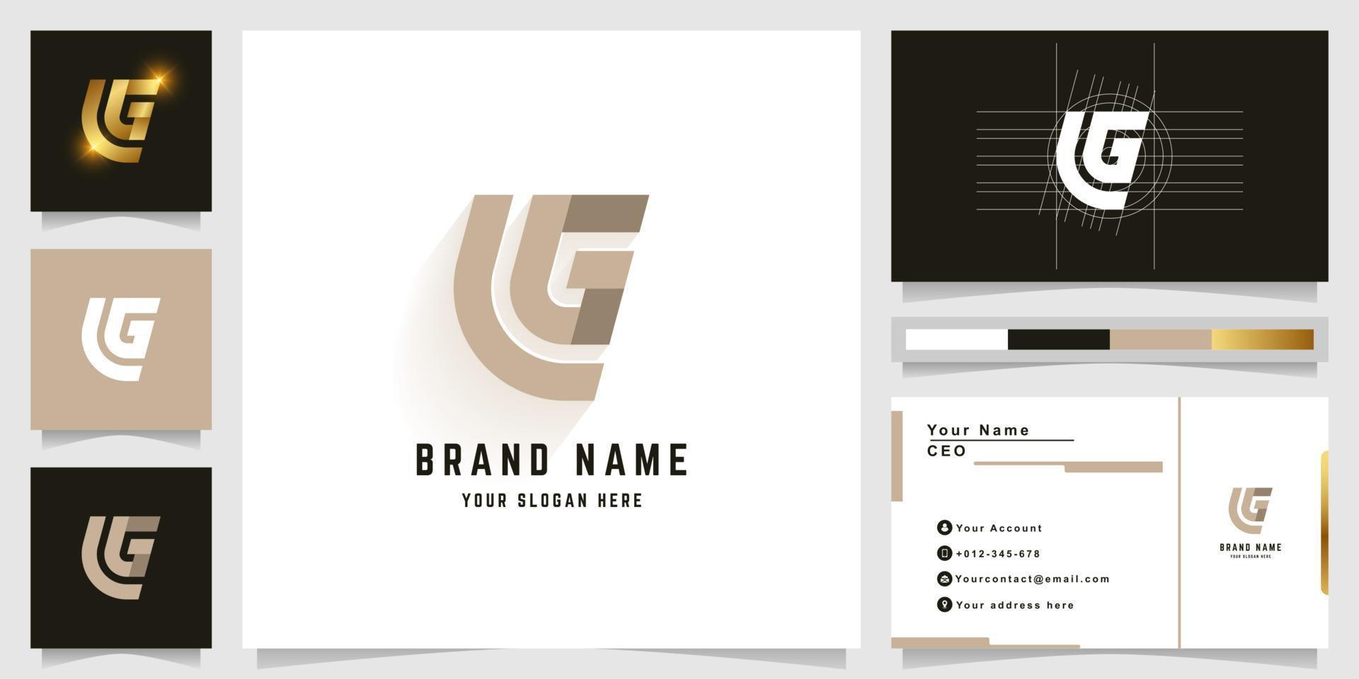 Letter LG or CG monogram logo with business card design vector