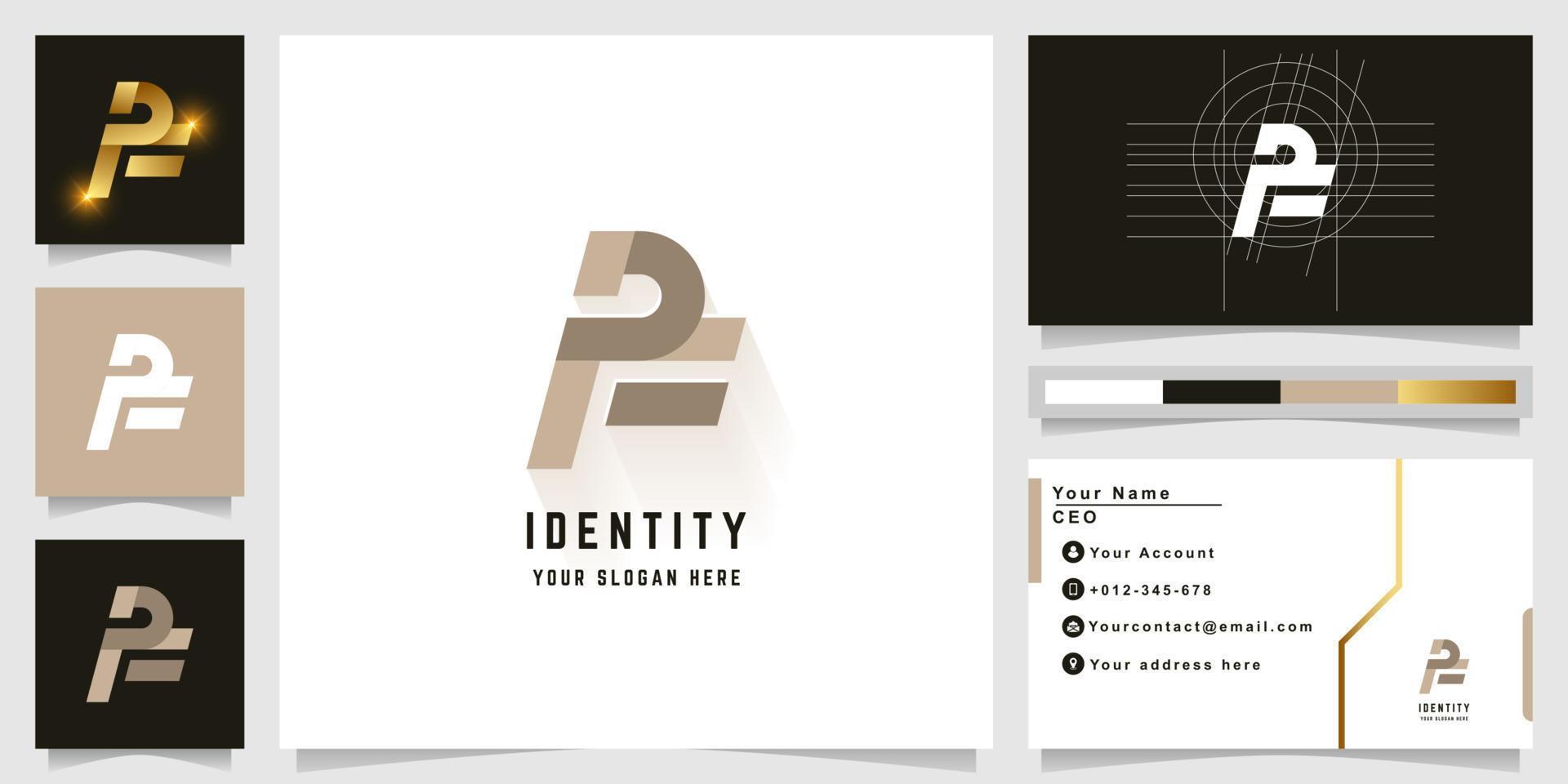 Letter RF or PF monogram logo with business card design vector