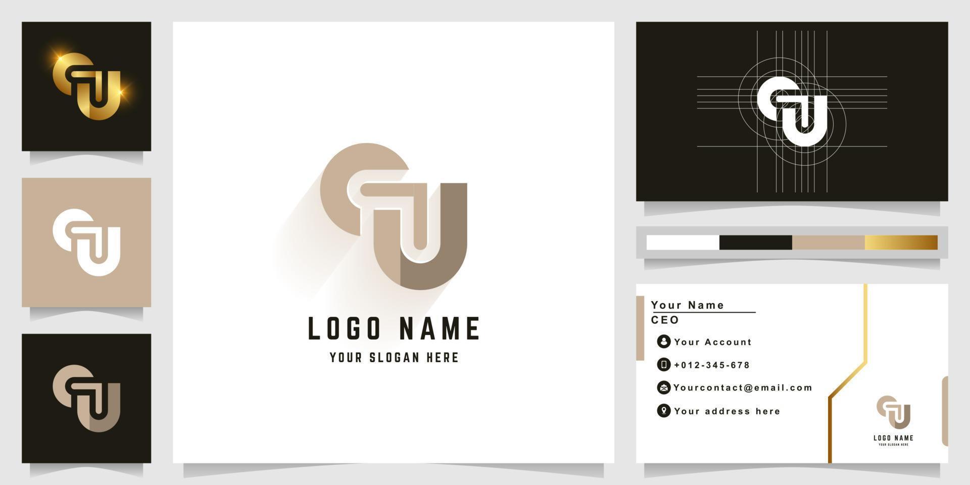 Letter qu or cu monogram logo with business card design vector
