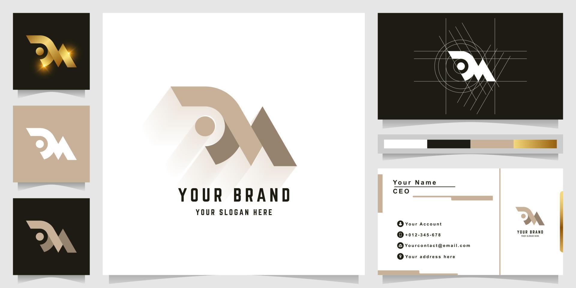 Letter aM or DM monogram logo with business card design vector