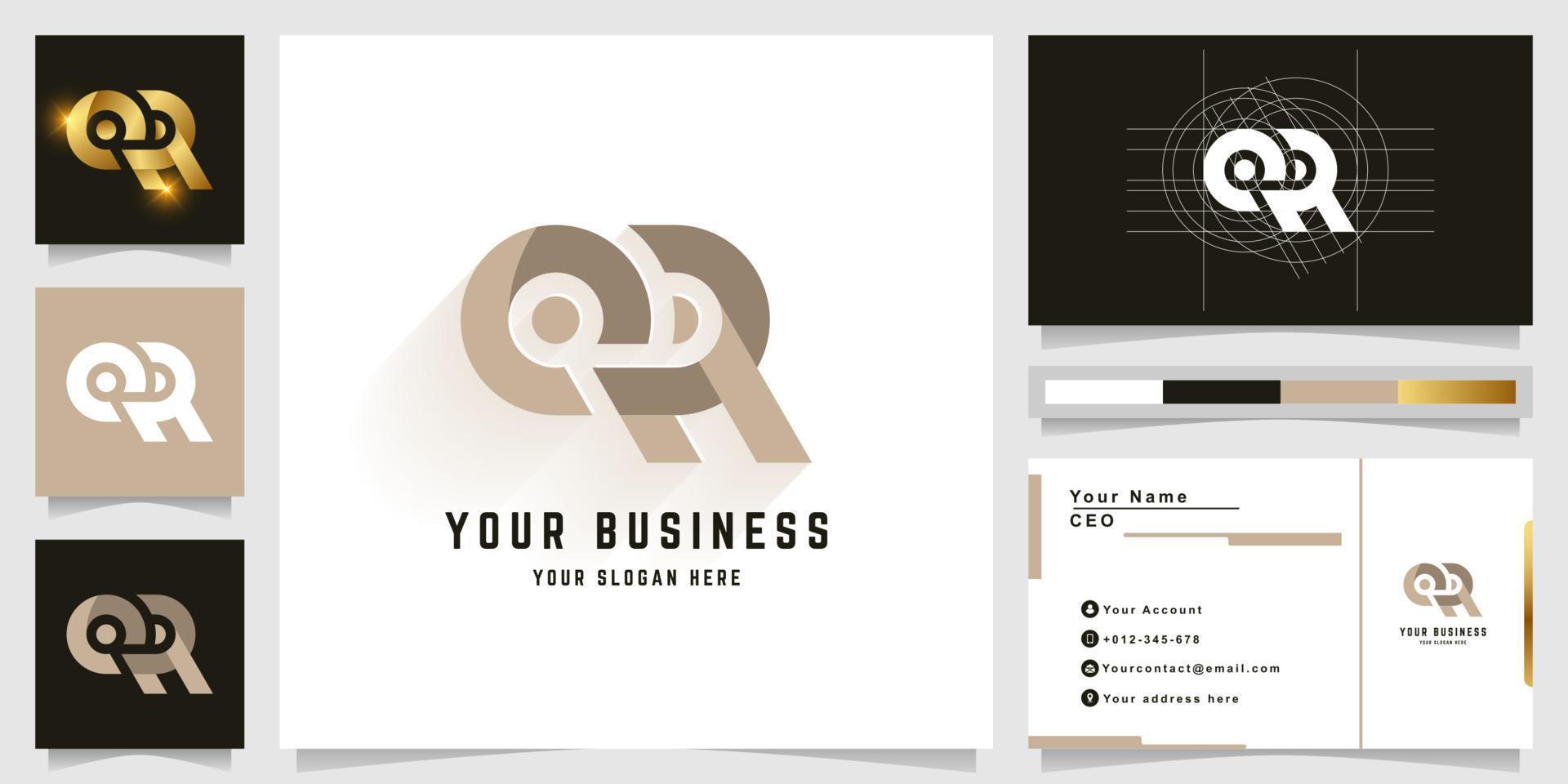 Letter OR or qR monogram logo with business card design vector