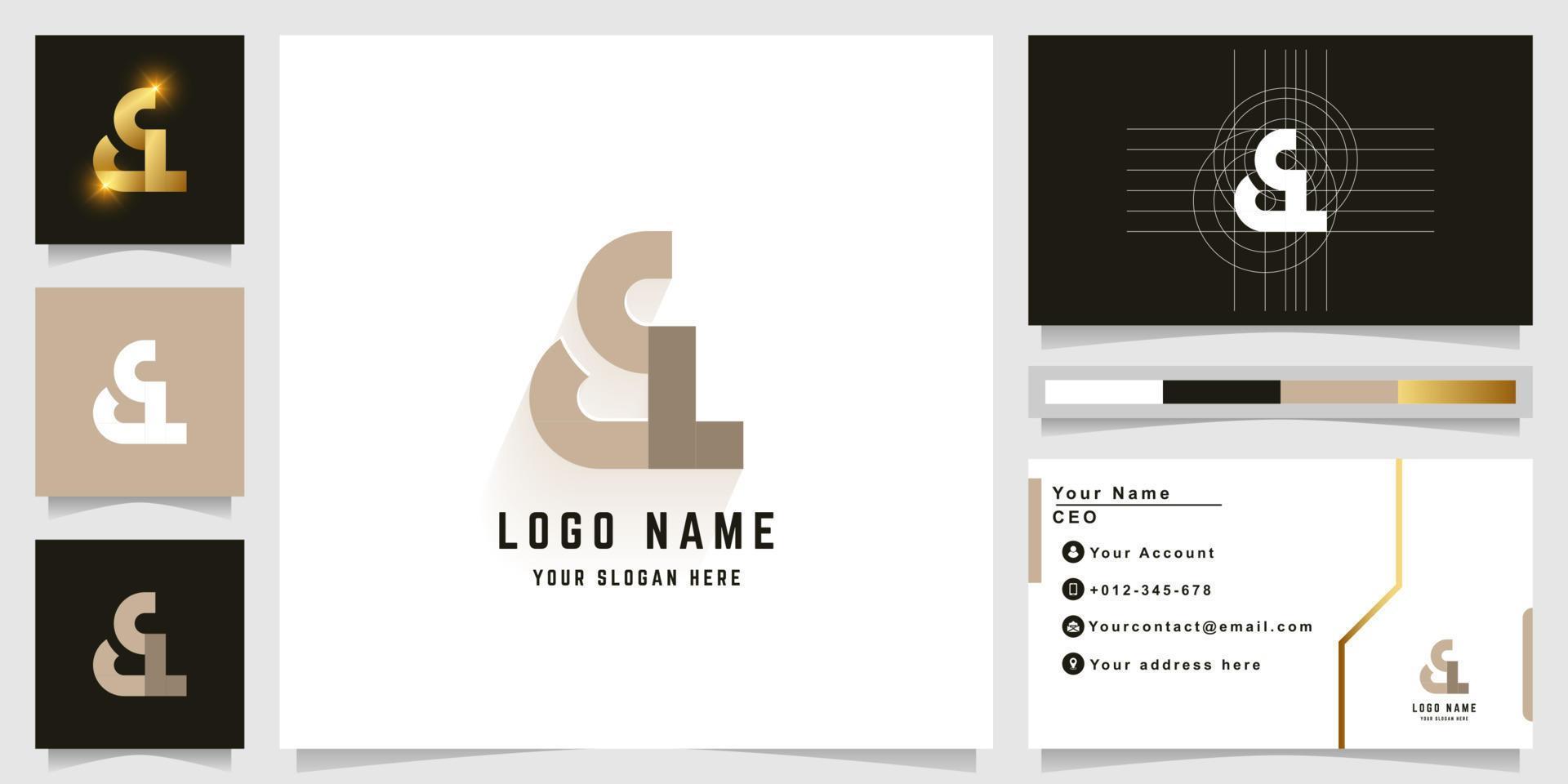 Letter EL or SL monogram logo with business card design vector