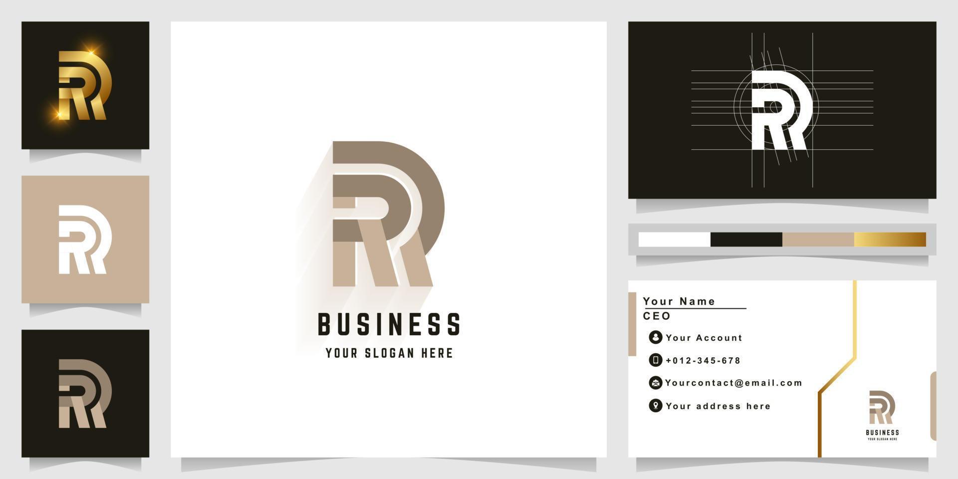 Letter RR or RP monogram logo with business card design vector
