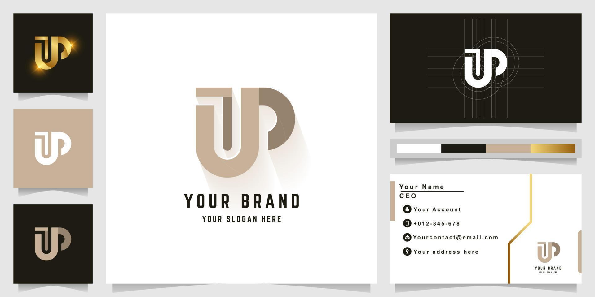Letter UP or JP monogram logo with business card design vector