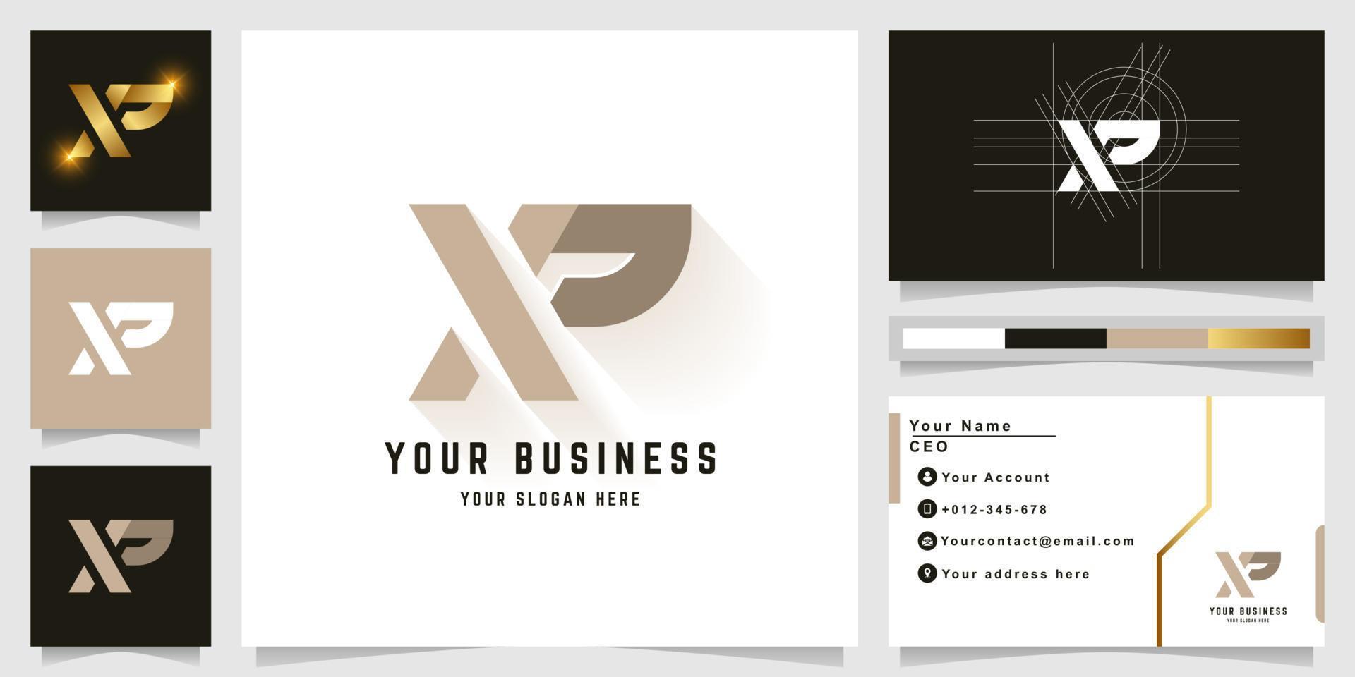 Letter XP or XR monogram logo with business card design vector