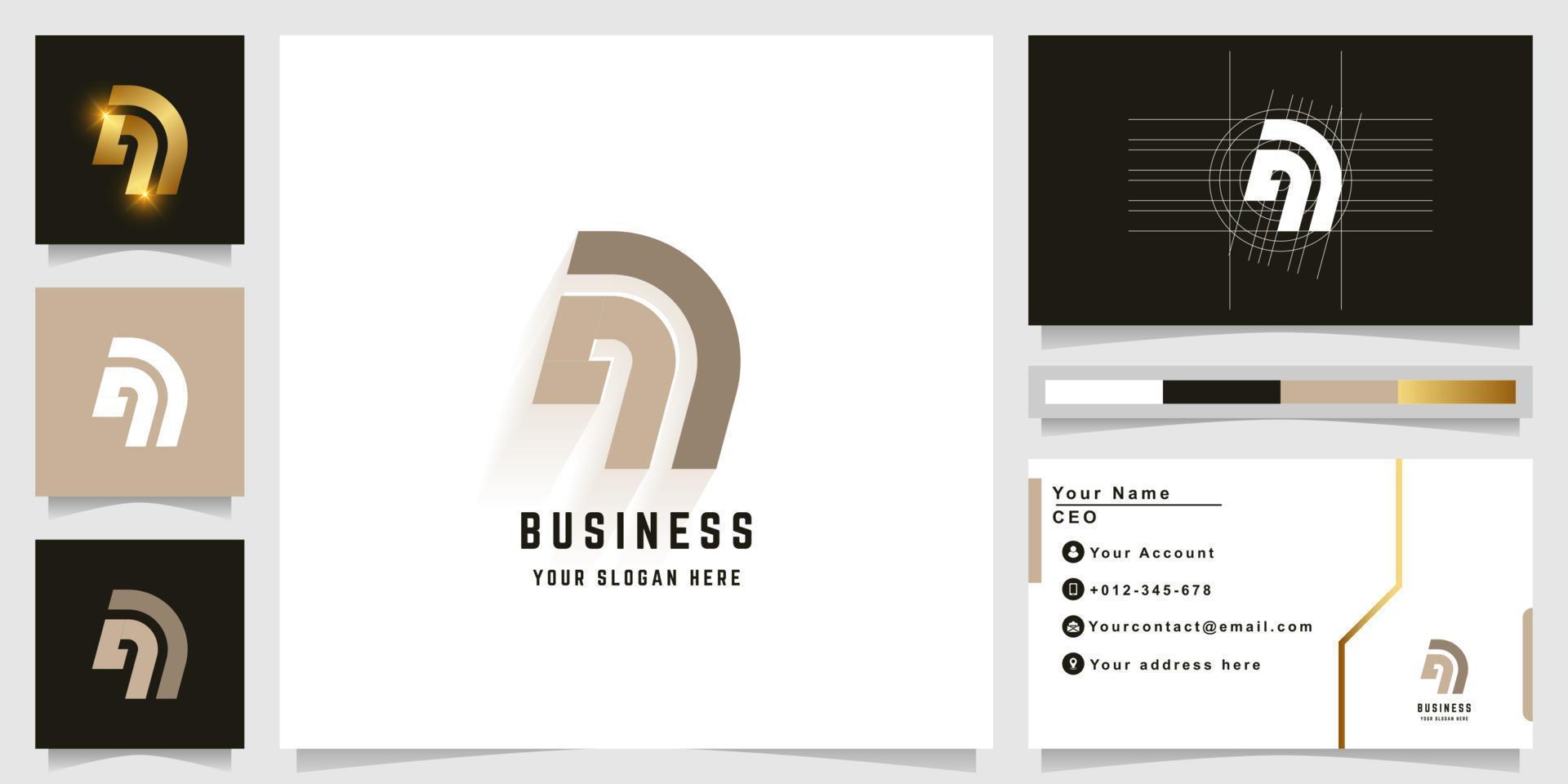 Letter qD or qJ monogram logo with business card design vector