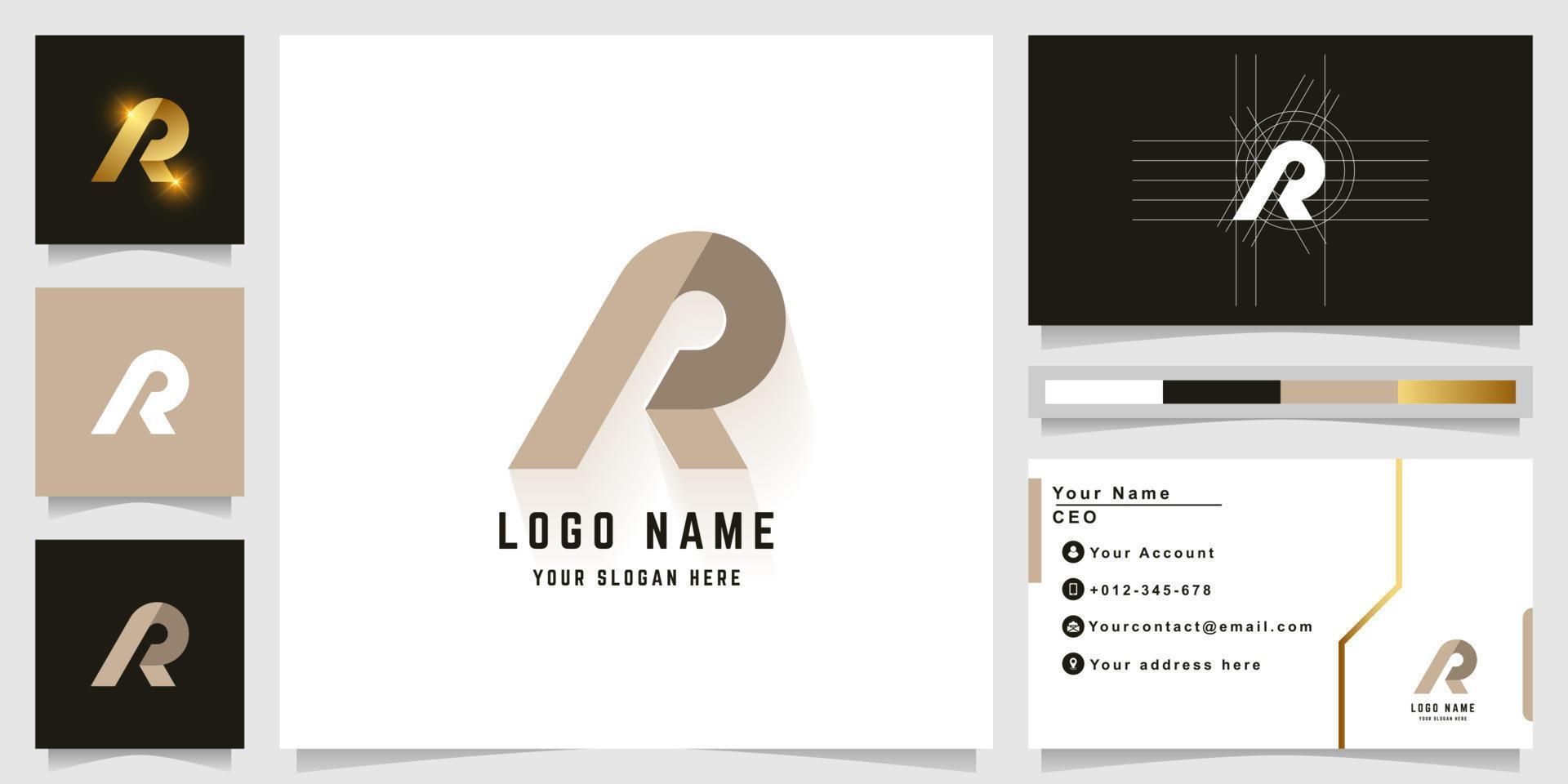 Letter R or AR monogram logo with business card design vector