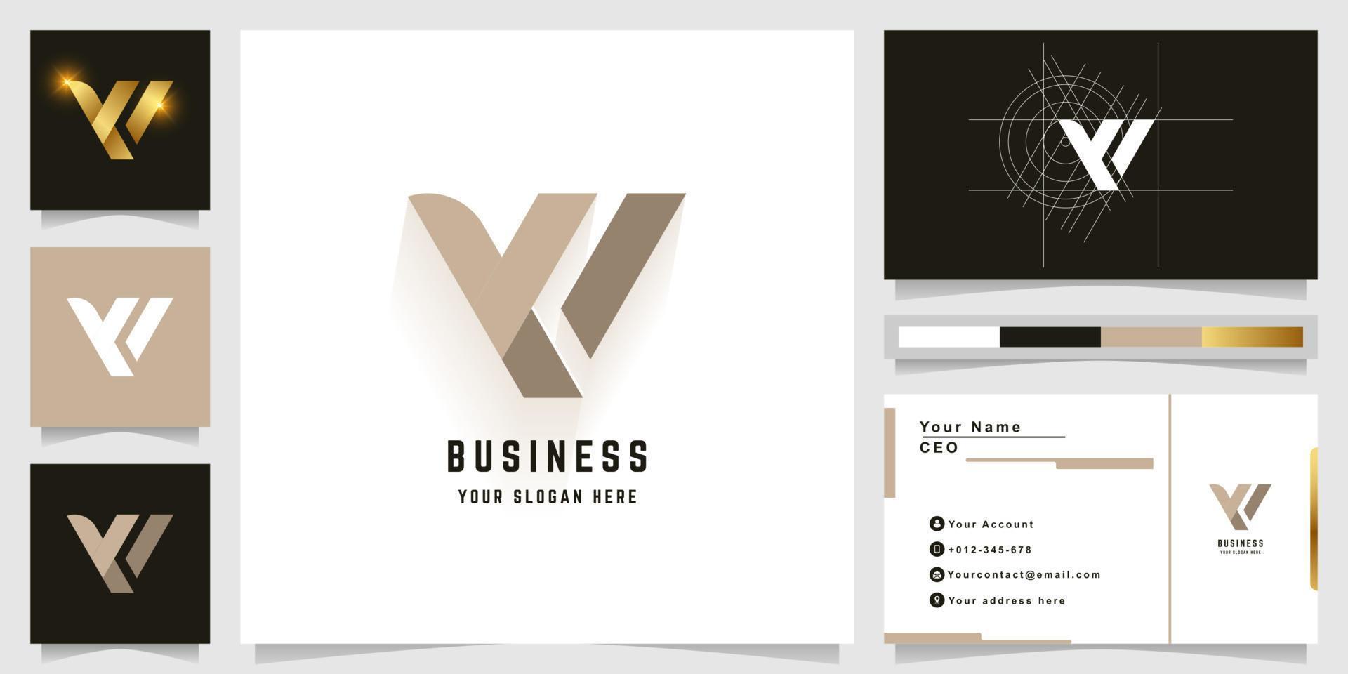 Letter VW or YV monogram logo with business card design vector