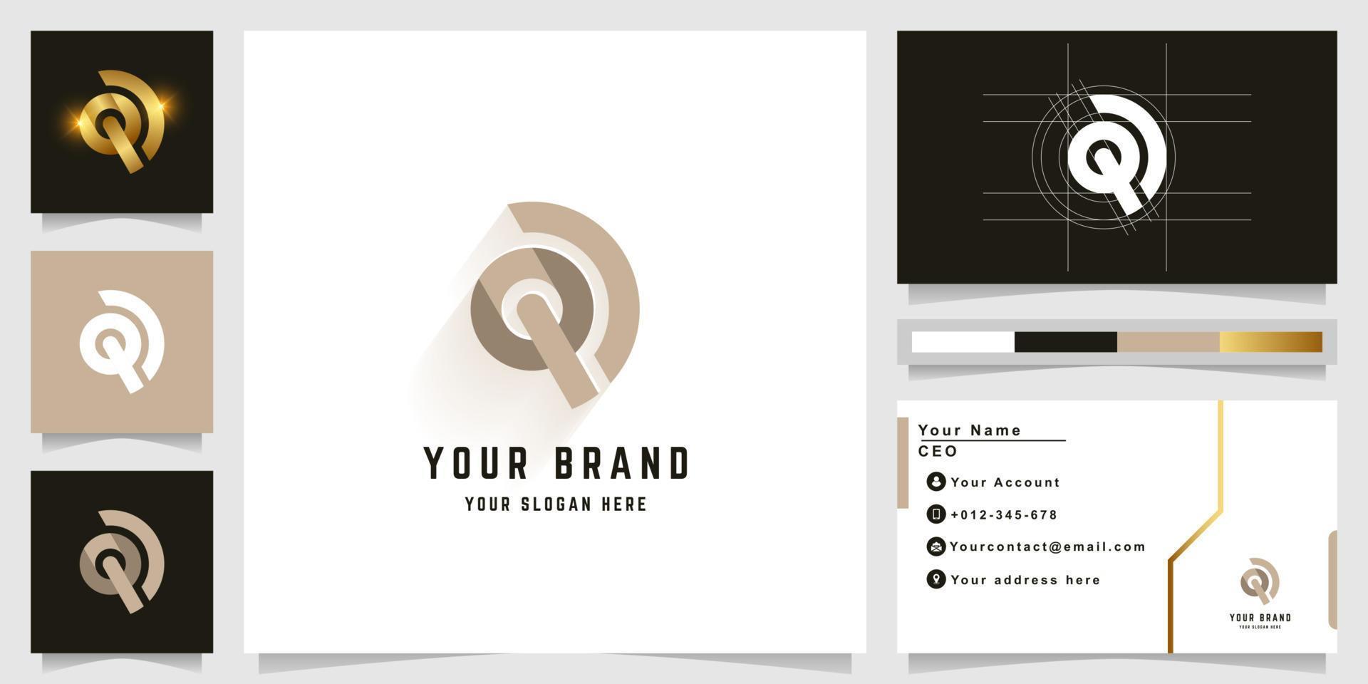 Letter QJ or QD monogram logo with business card design vector