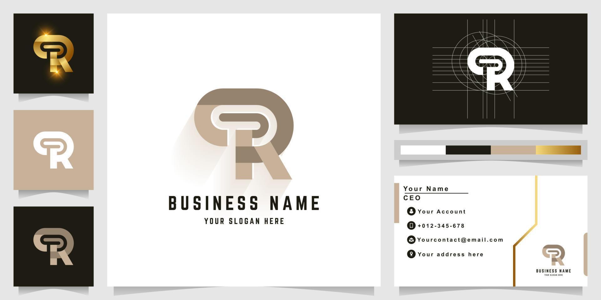 Letter qR or cR monogram logo with business card design vector