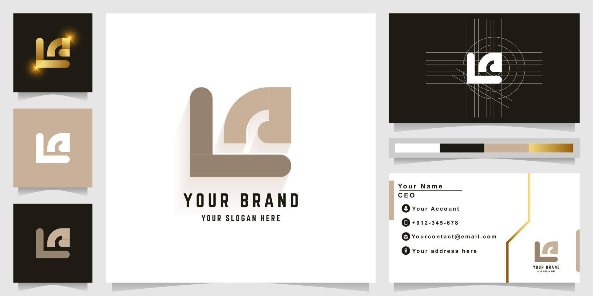 Letter Le or La monogram logo with business card design vector