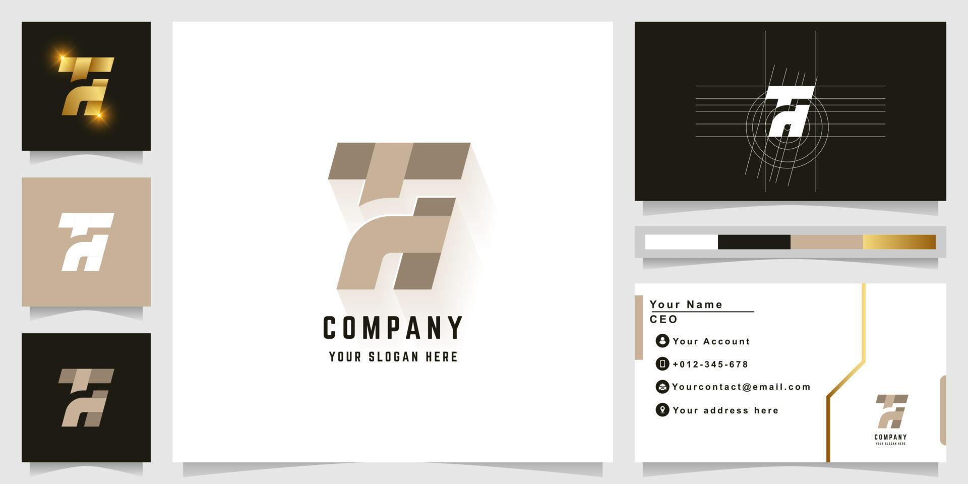 Letter TH or Tn monogram logo with business card design vector