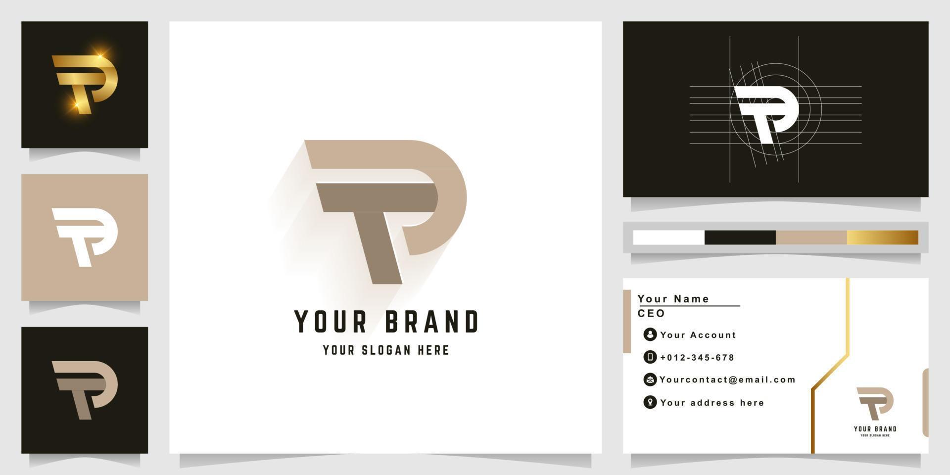 Letter TP or FD monogram logo with business card design vector