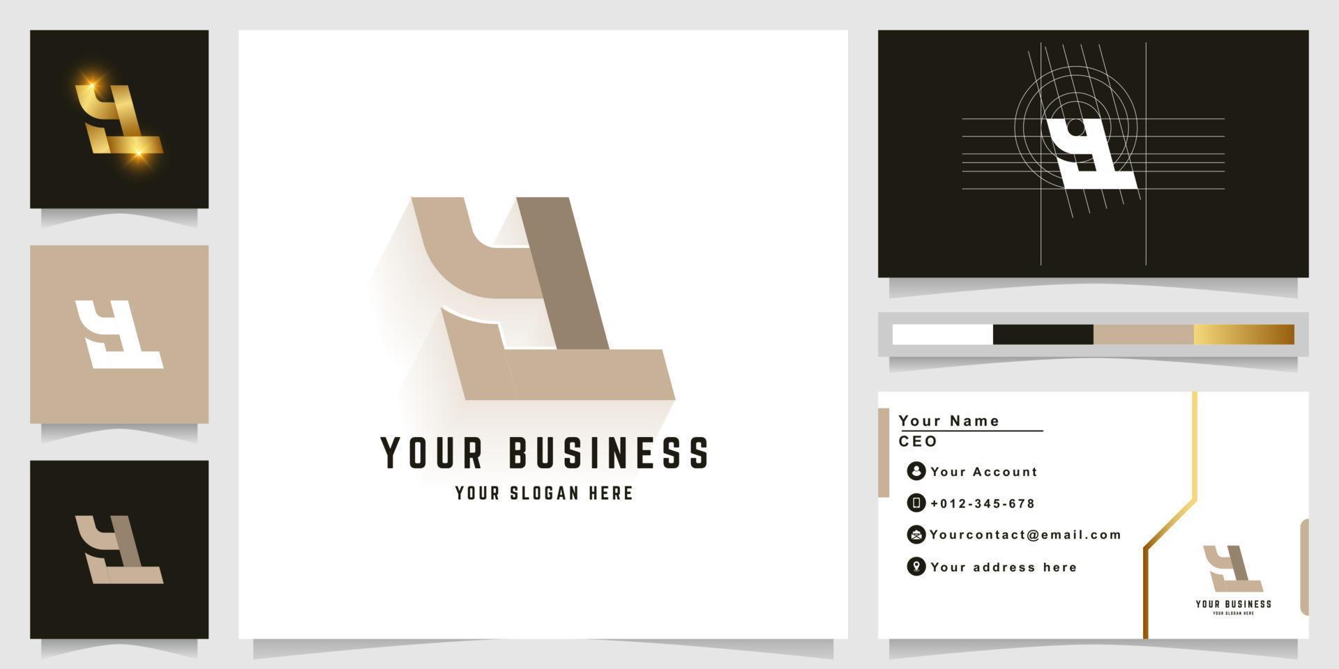 Letter Y or YL monogram logo with business card design vector