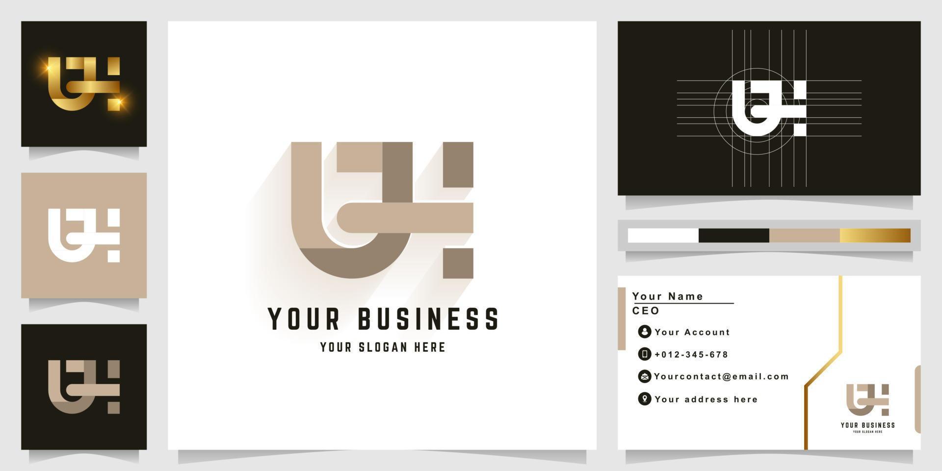 Letter UH or UaH monogram logo with business card design vector