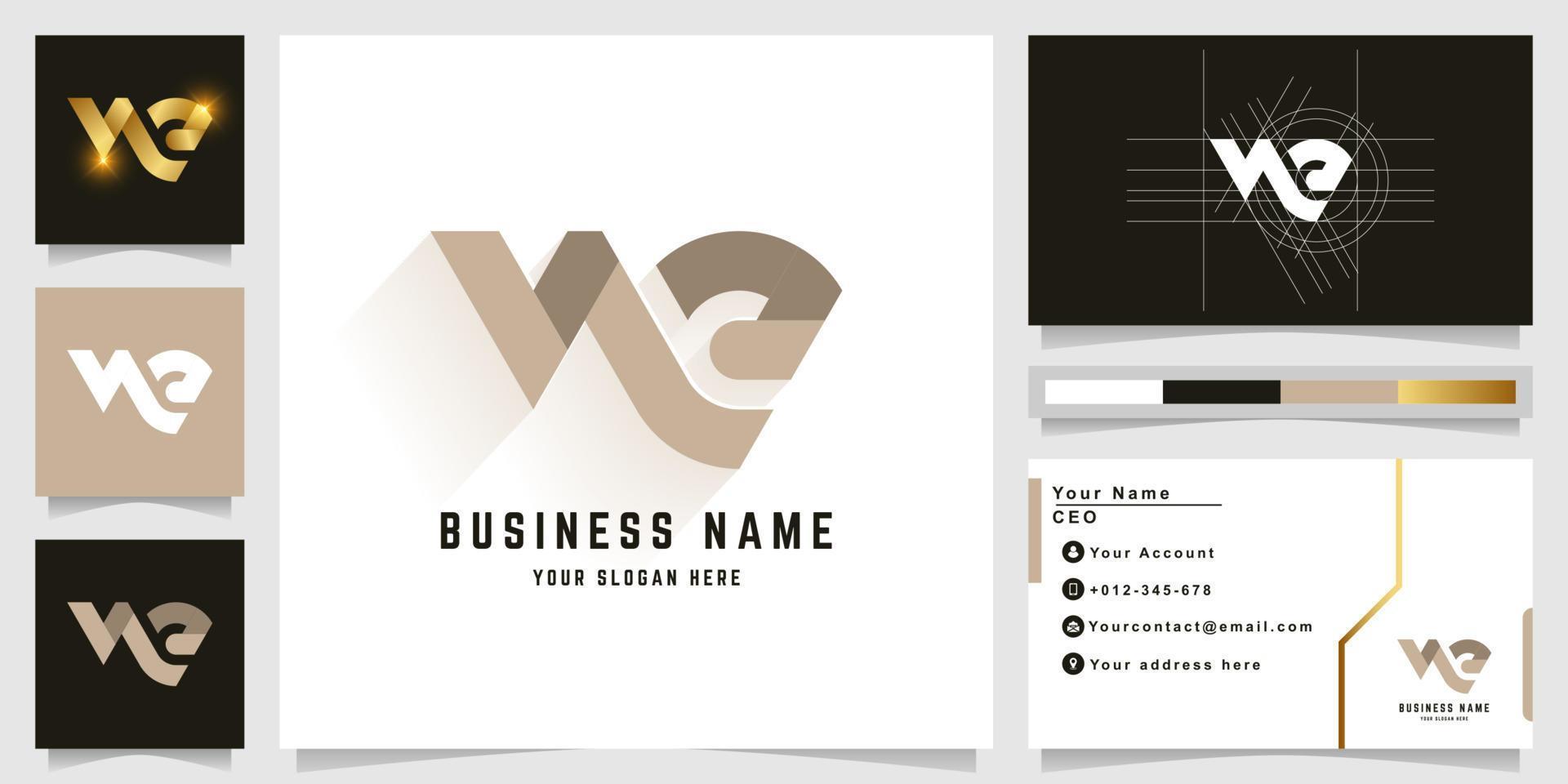 Letter We or Ne monogram logo with business card design vector