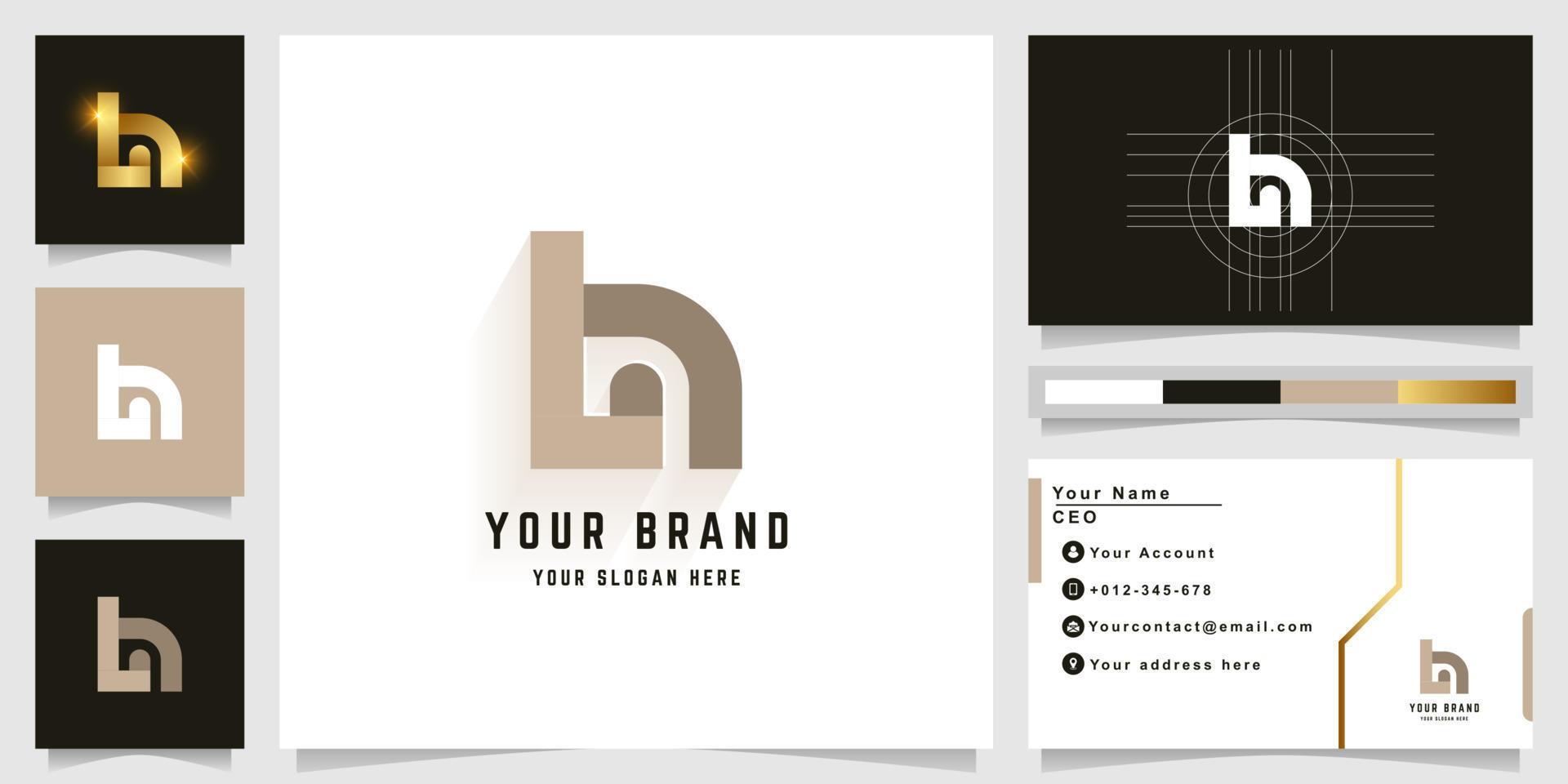 Letter Ln or La monogram logo with business card design vector