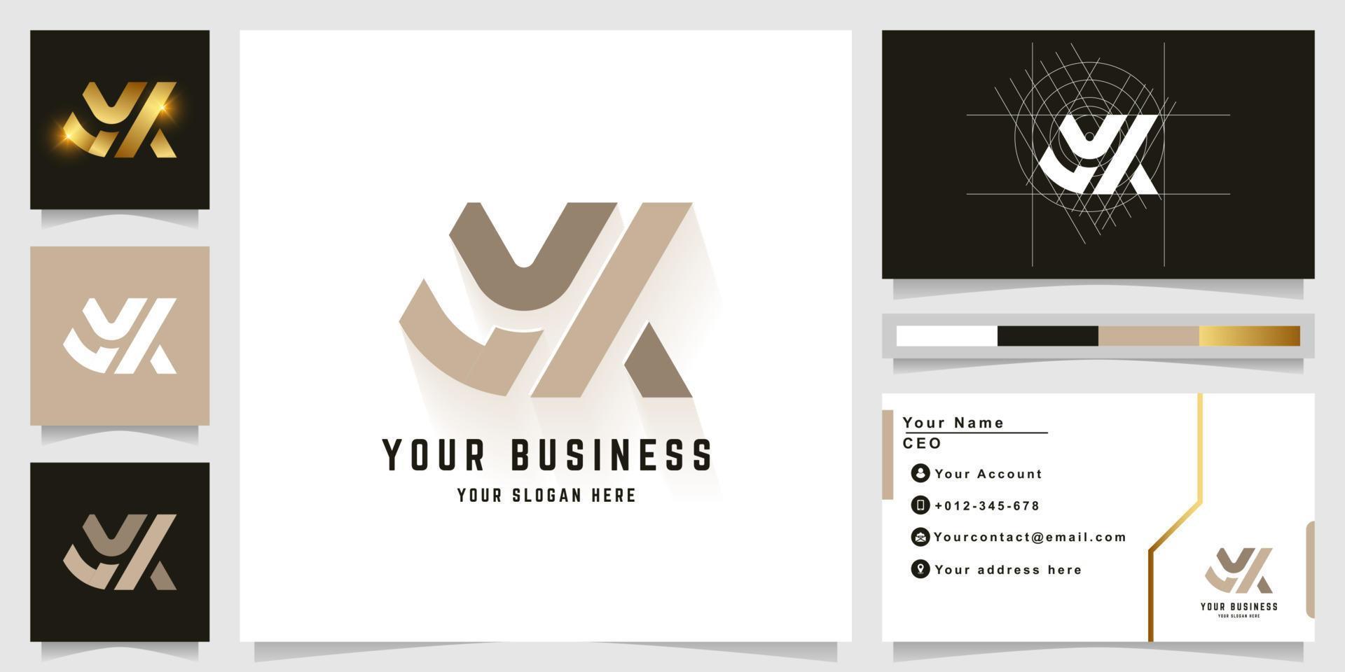 Letter YX or YK monogram logo with business card design vector