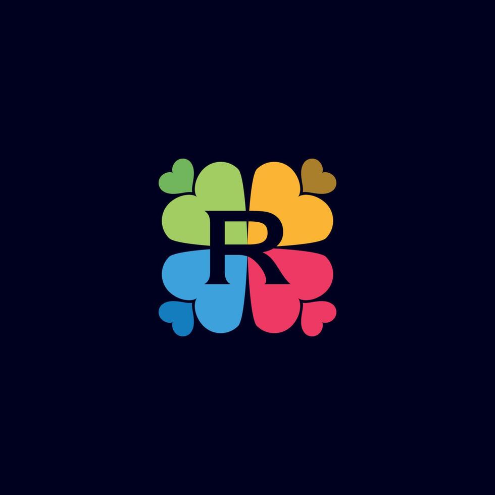 DATA DIGITAL HEART LOGO LETTER R vector