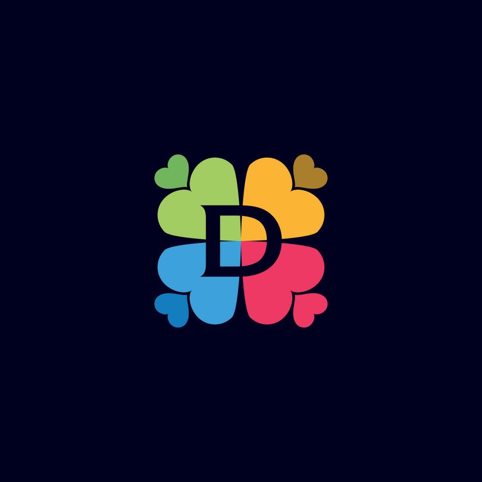 DATA DIGITAL HEART LOGO LETTER D vector