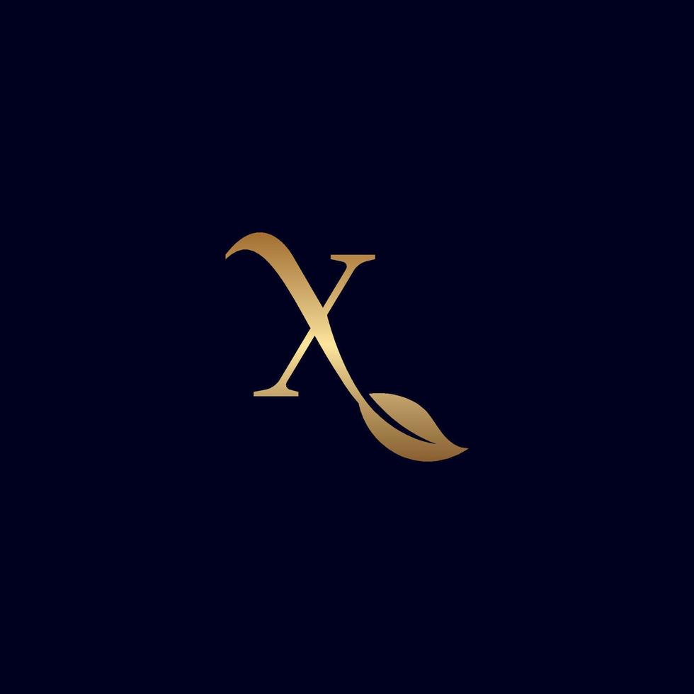 GOLD LOGO X WITH LEAF vector